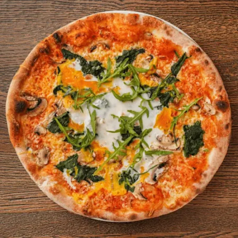 Pizza Spinat-Champignons- Ei